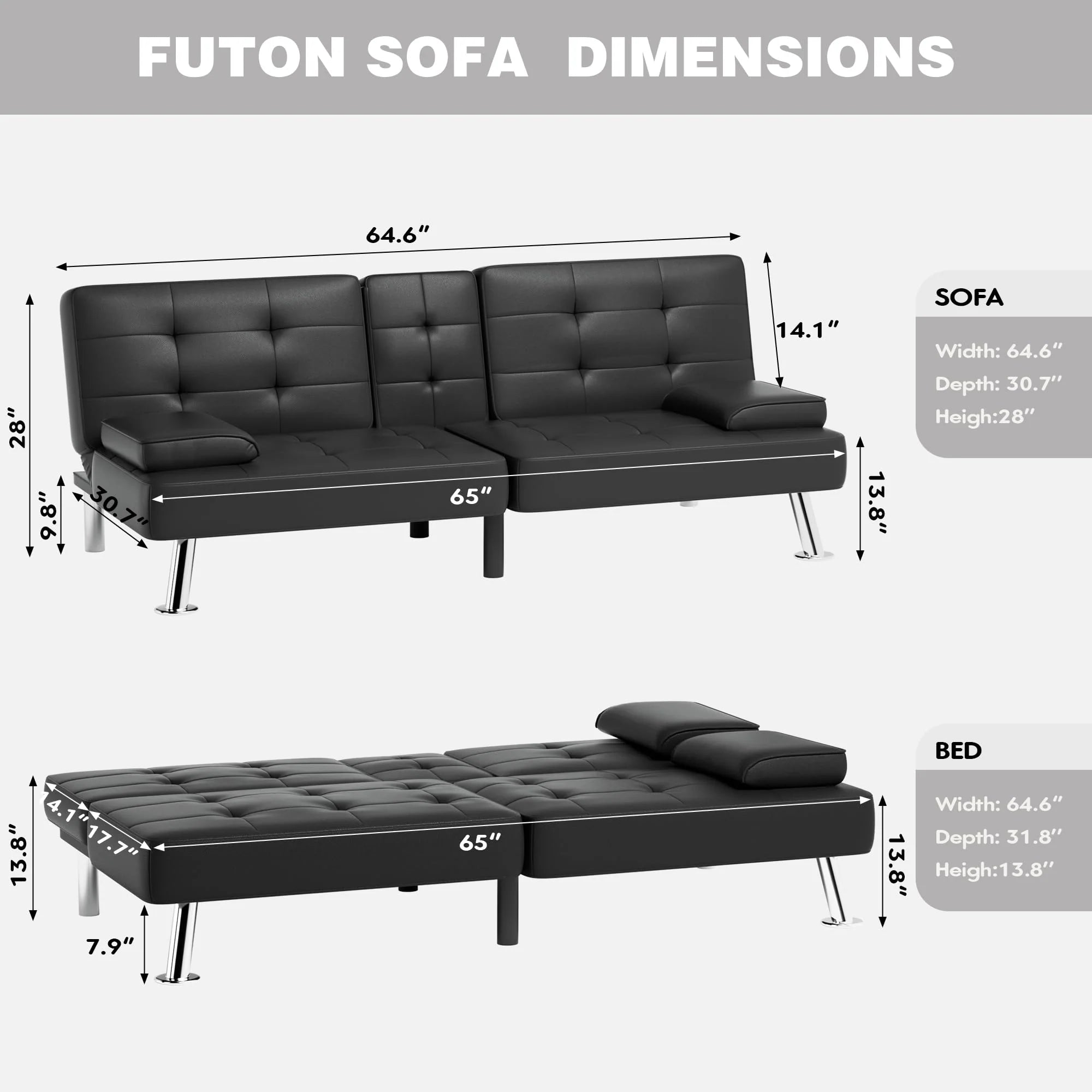 Modern Convertible Folding Futon Sofa Bed