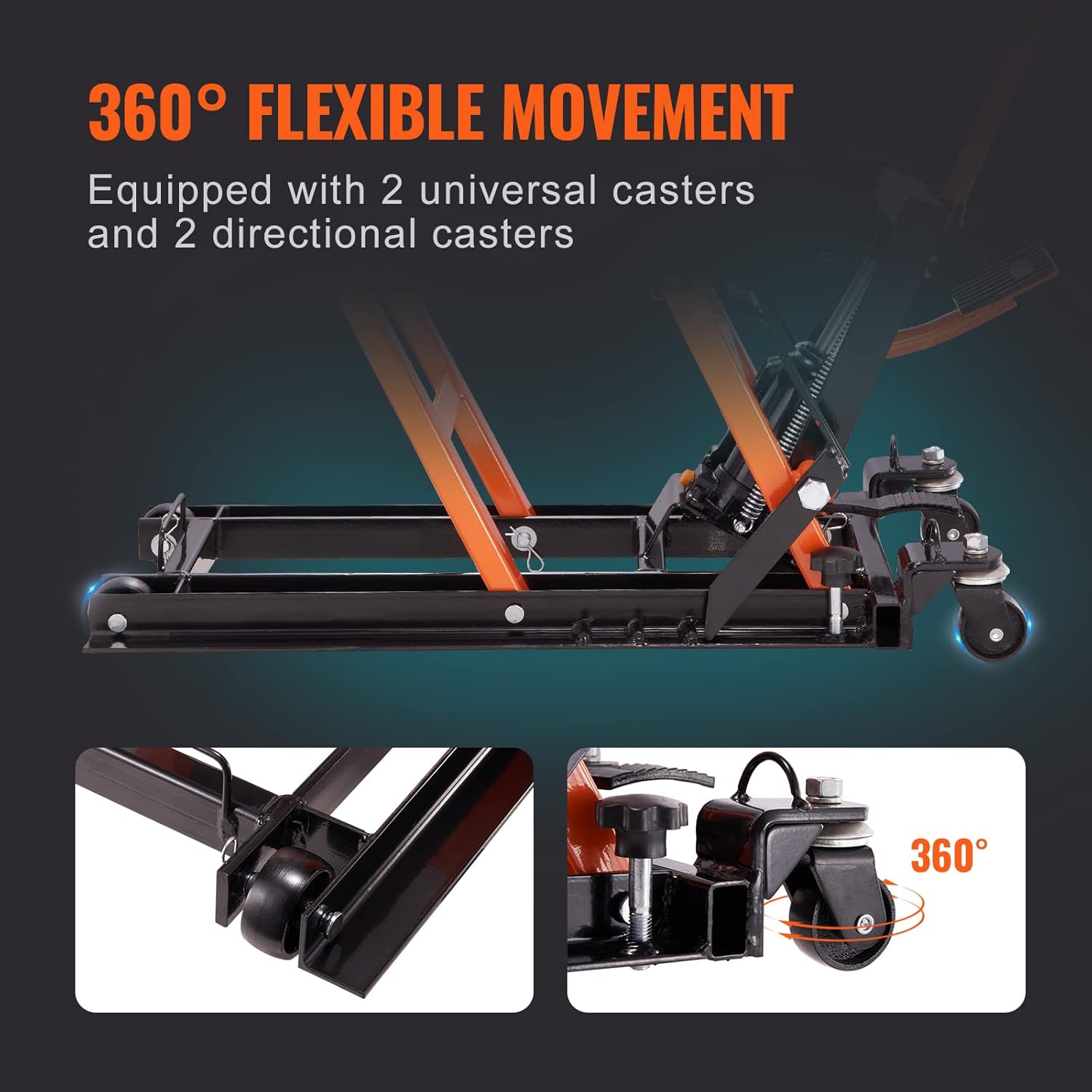 Hydraulic Motorcycle Lift Jack 1500 LBS Capacity ATV Scissor Lift Jack Portable Motorcycle Lift Table with 4 Wheels Hydraulic Foot-Operated Hoist Stand for Motorcycle ATV UTV Powersports