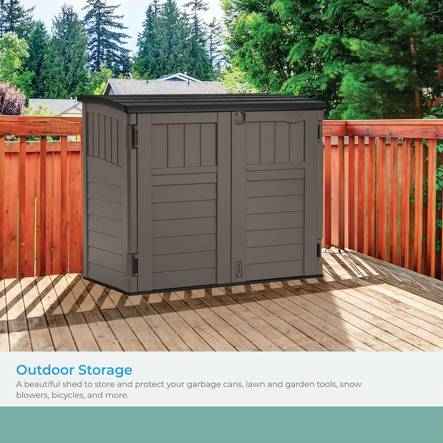 34 Cu. Ft. Horizontal Shed for Outdoor Storage w/Locking System, Stoney/Black