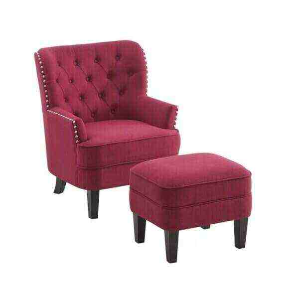 Elroy 32” Wide Tufted Wingback Chair and Ottoman - Bed Bath & Beyond