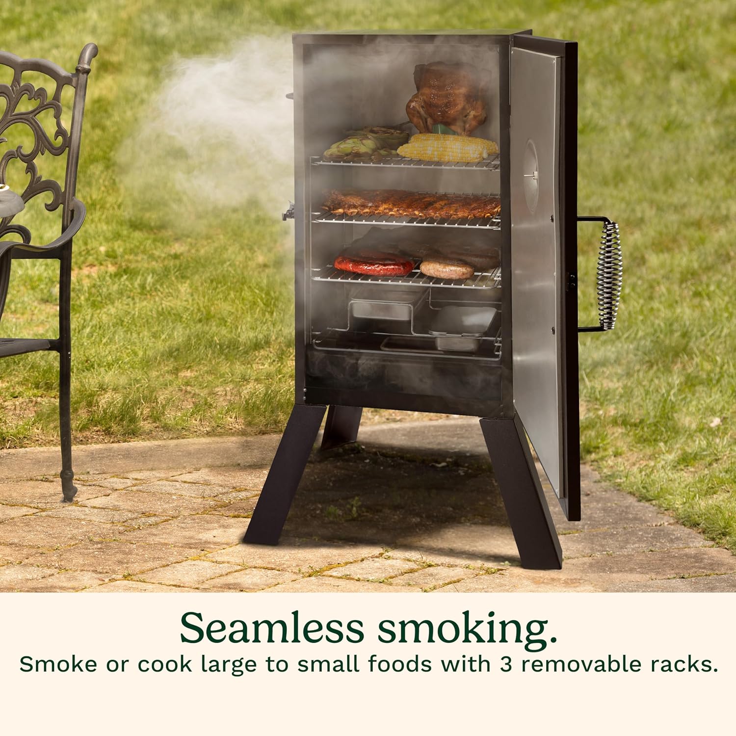 30" Electric Smoker, 3 Adjustable Racks, Large Capacity BBQ Meat Smoker, Water & Wood Trays for Smoked Meat, Brisket, Salmon & Jerky, Adjustable Temperature Control