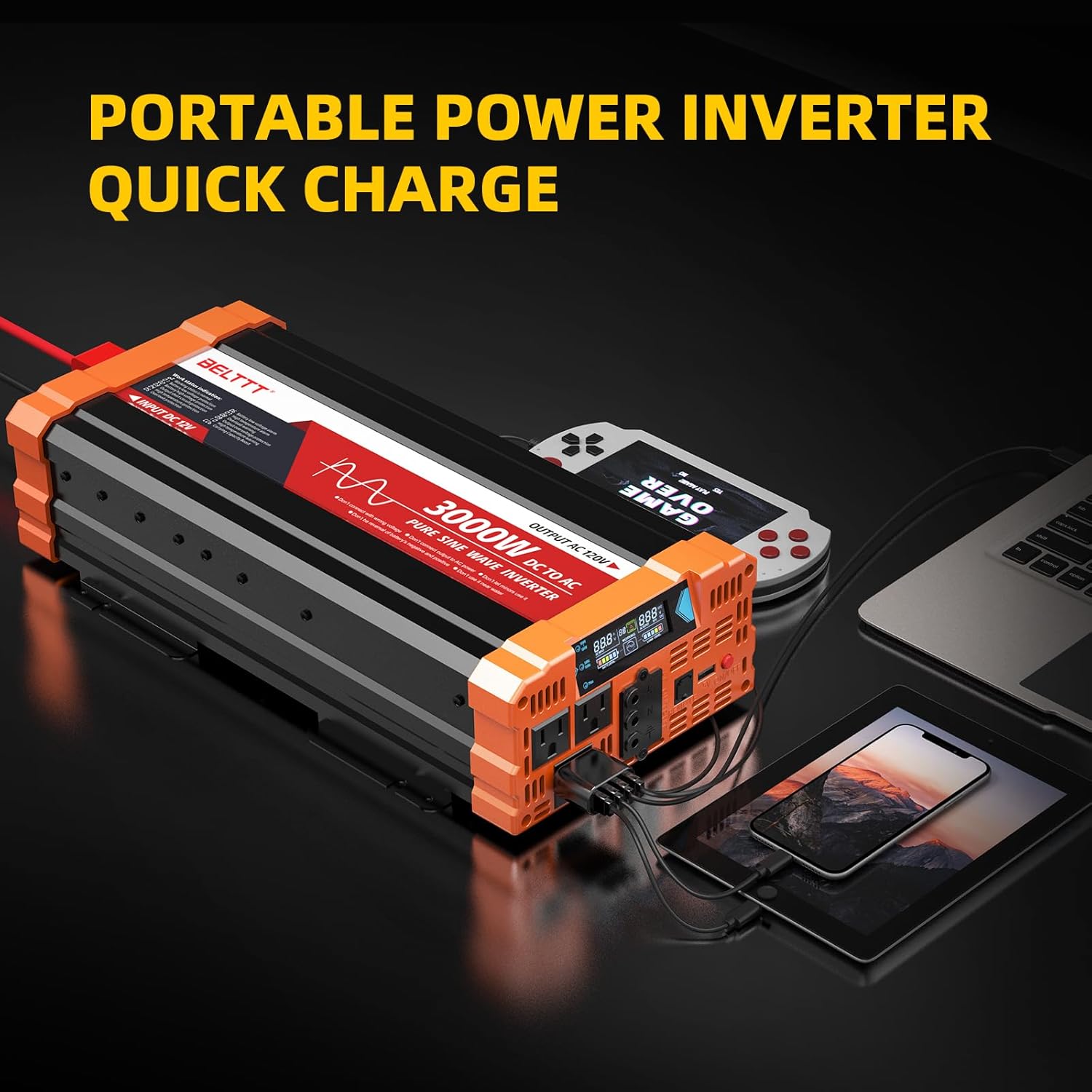 2000W Pure Sine Wave Inverter, Car Power Inverter 12V to 120V AC Converter for RV, Truck, Solar, Outdoor with Dual AC and 20A Socket, 5V 2.1A USB, Surge 4000W, Hardwire Port, Remote Controller