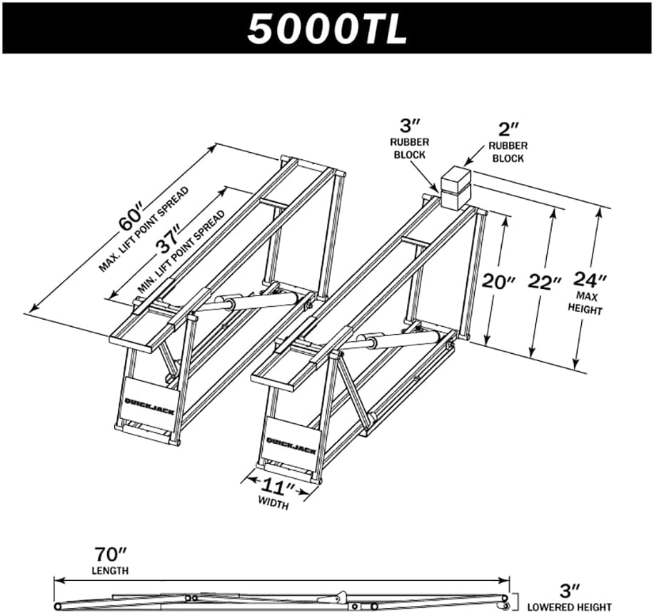 5000TL Portable Car Lift – ALI Certified 5,000 lb Capacity with 110V Power Unit, Compact Alternative to a 2-Post Car Lift for Garage, Home Mechanics, DIY Auto Repair, or Shop Use