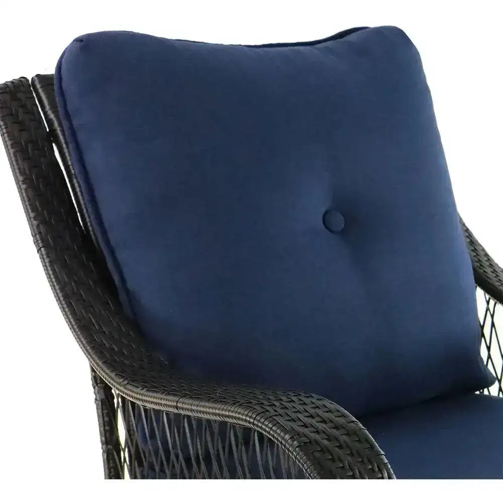 Orleans 5-Piece Steel Patio Fire Pit Conversation Set with Navy Blue C - Bed Bath & Beyond