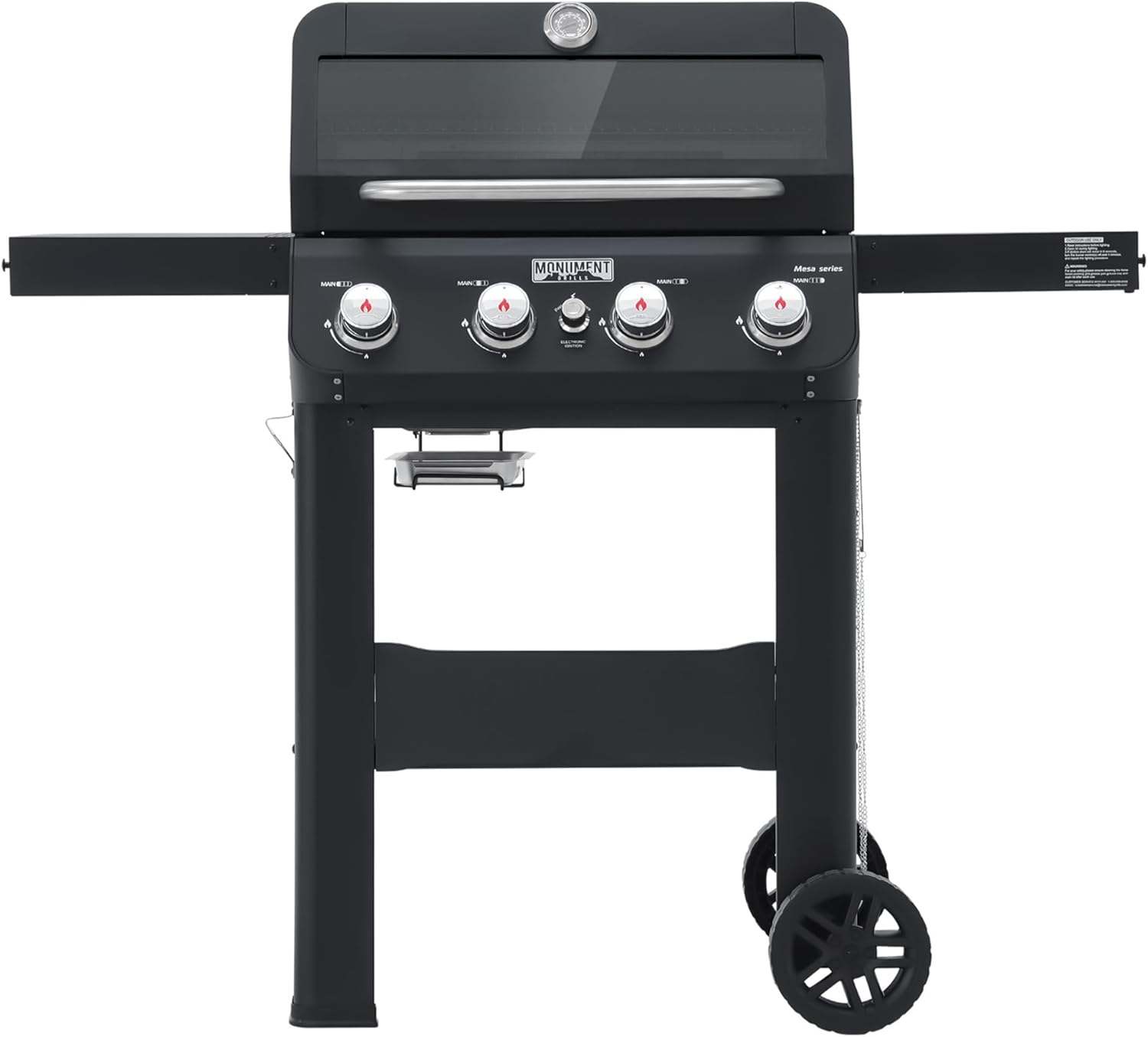 Grills 4-Burner Liquid Propane Gas Grill, Silver Stainless Steel Grill Outdoor Patio Garden Barbecue Grill with Clearview® Lid and One Foldable Shelf, Mesa400MF