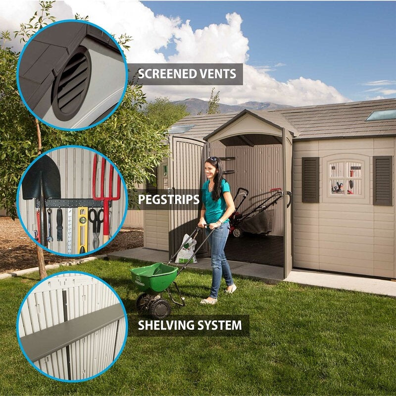 Dual Entry 15 ft. W x 8 ft. D Plastic Storage Shed