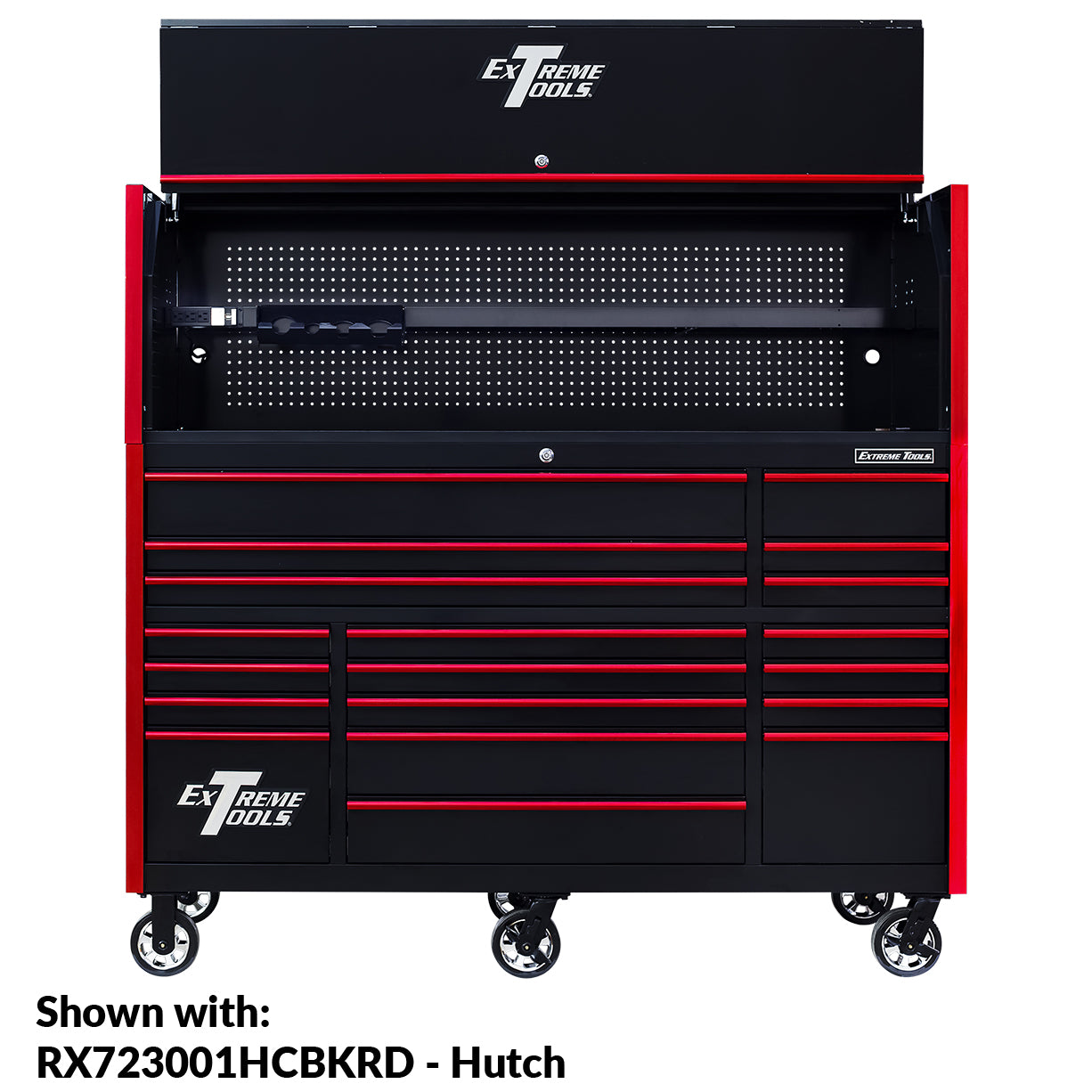Extreme Tools 72″ x 30″, 19 Drawer Roller Cabinet with 250 lbs. drawer slides, RX 250 Series