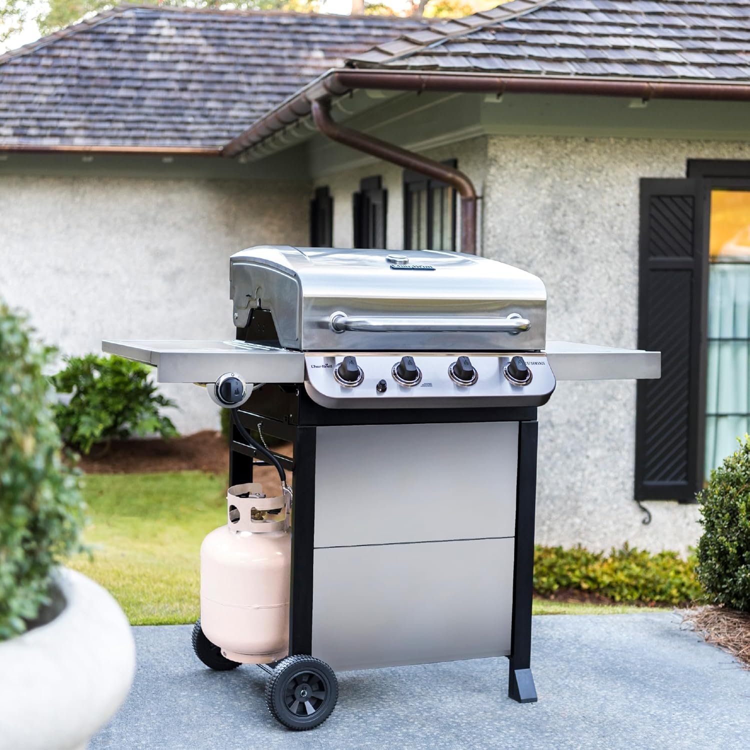 Performance Series Convective 4-Burner with Side Burner Cart Propane Gas Stainless Steel Grill - 463377319