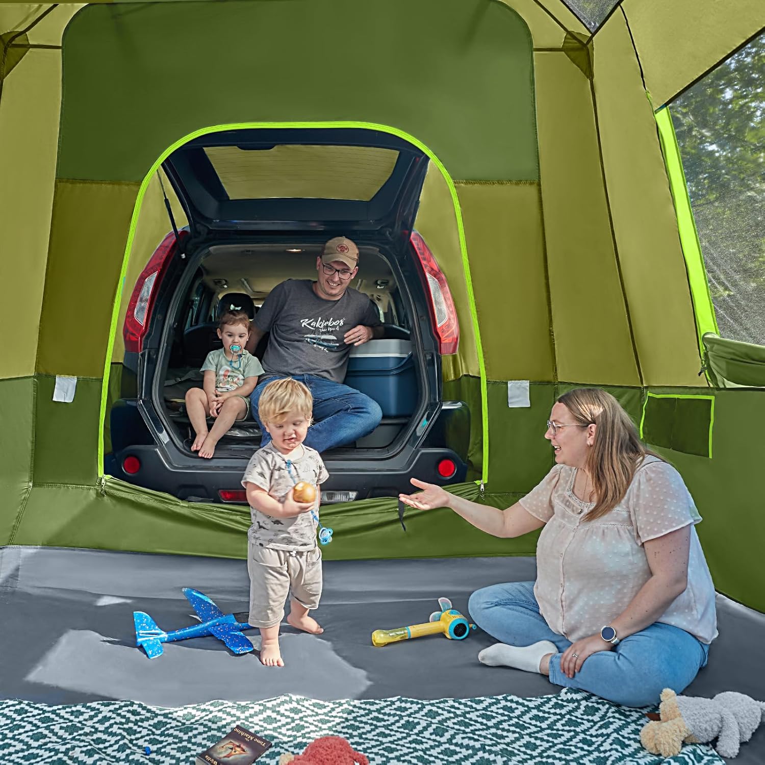 5-9 Person SUV Tent with Screen Porch and Awning for Family Camping, Weather Resistant and Portable Van or Car Tent, Includes Rainfly and Storage Bag, 13' W X 10' L X 7.1' H