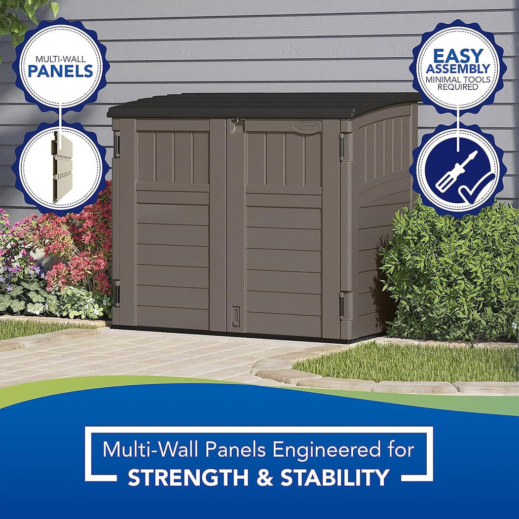 34 Cu. Ft. Horizontal Shed for Outdoor Storage w/Locking System, Stoney/Black