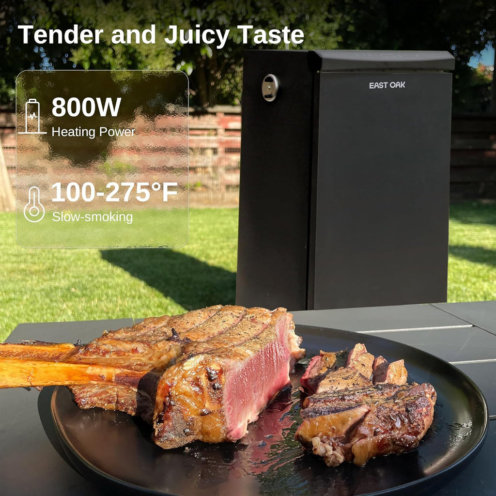 30" Electric Smoker, Outdoor Smoker with Glass Door & Meat Thermometer, 725 Sq Inch Large Capacity, 4 Detachable Racks for Backyard BBQ, Party, Outdoor Cooking Night Blue