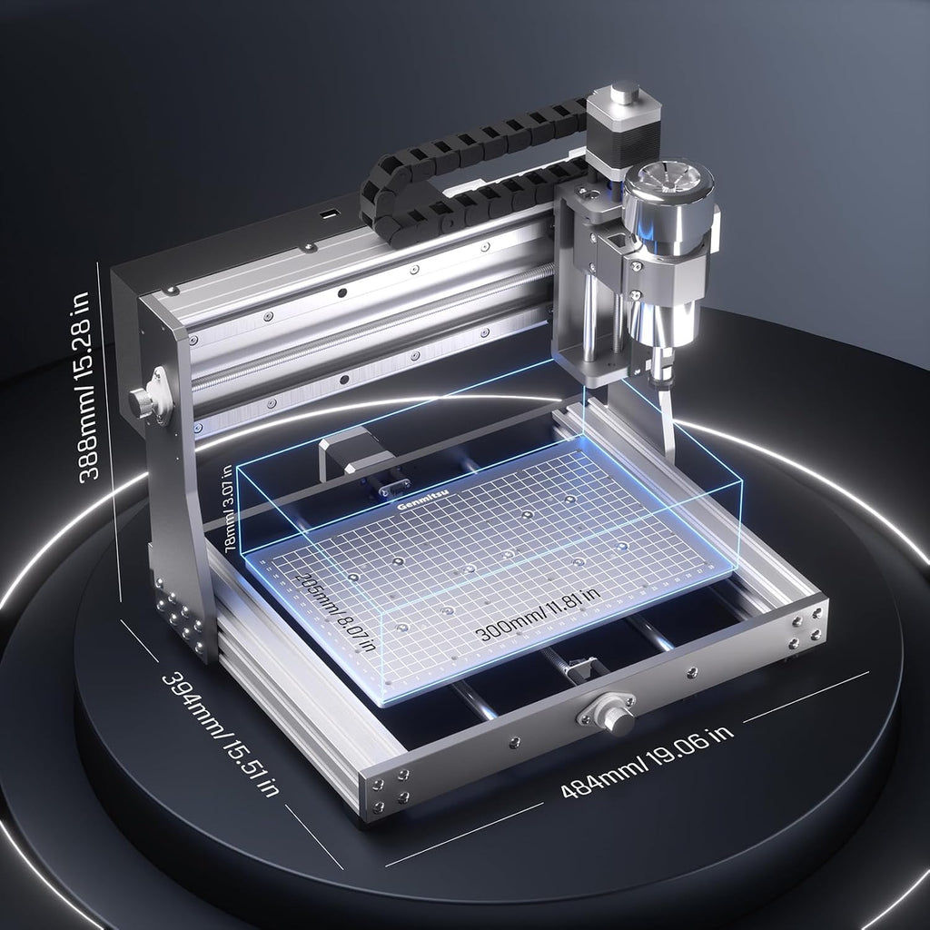 Router Kit GRBL Control 3 Axis Plastic Acrylic PCB PVC Wood Carving Milling Engraving Machine with Offline Controller, XYZ Working Area 300 x 180 x 45mm