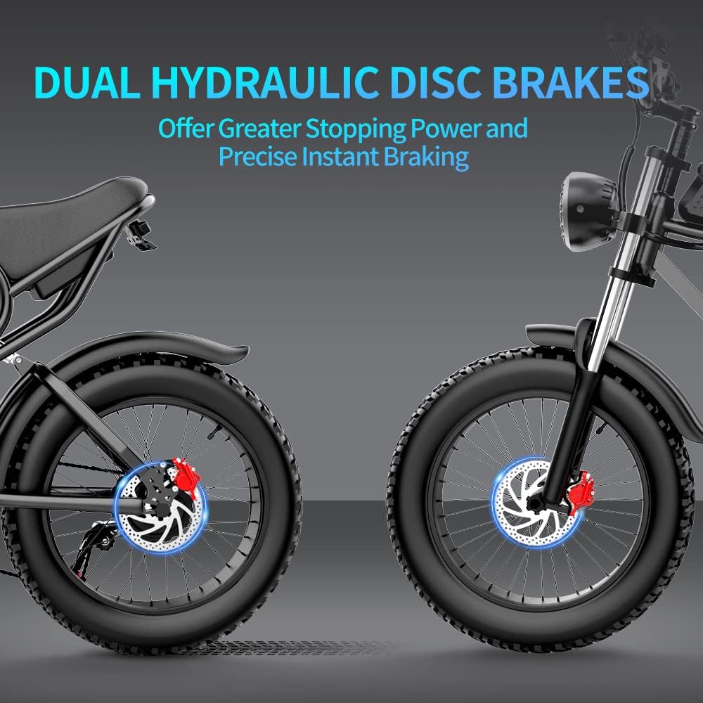 Electric Bike for Adults, 1000/2000W, 25/30/37MPH,48V-52V, 20AH,40AH Battery, Max 50-180 Miles Electric Motorcycle, 20" Fat Tire Dirt Bike, Shamano 7-Speed E-Bike
