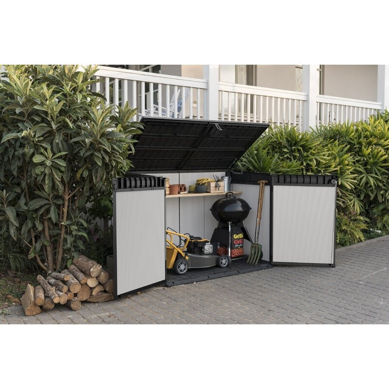 Premier Jumbo 4 ft. 7.5 in. W x 2 ft. 8.3 in. D Resin Horizontal Garbage Shed
