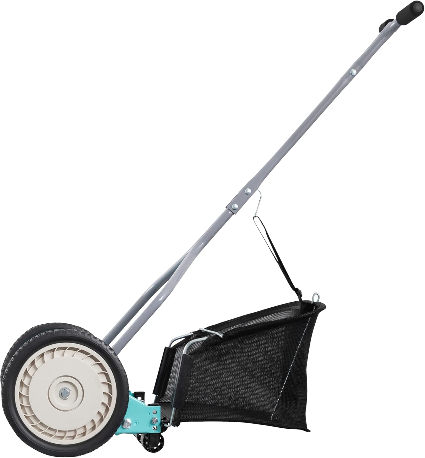 Mower Company 1725-16GC 16-inch 7-blade reel mower with grass debris collection device, designed specifically for lawns, green model