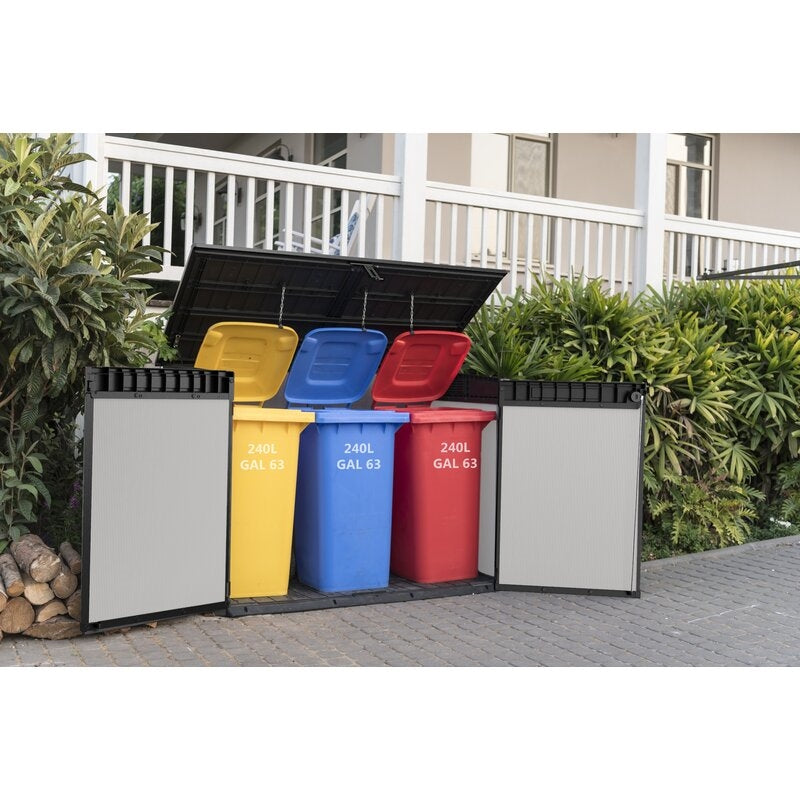 Premier Jumbo 4 ft. 7.5 in. W x 2 ft. 8.3 in. D Resin Horizontal Garbage Shed