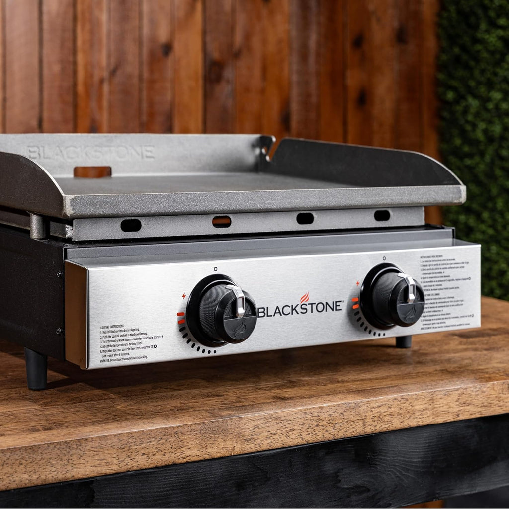 1813 Original 22” Tabletop Griddle with Hood and Stainless Steel Front Plate, Powder Coated Steel, Black