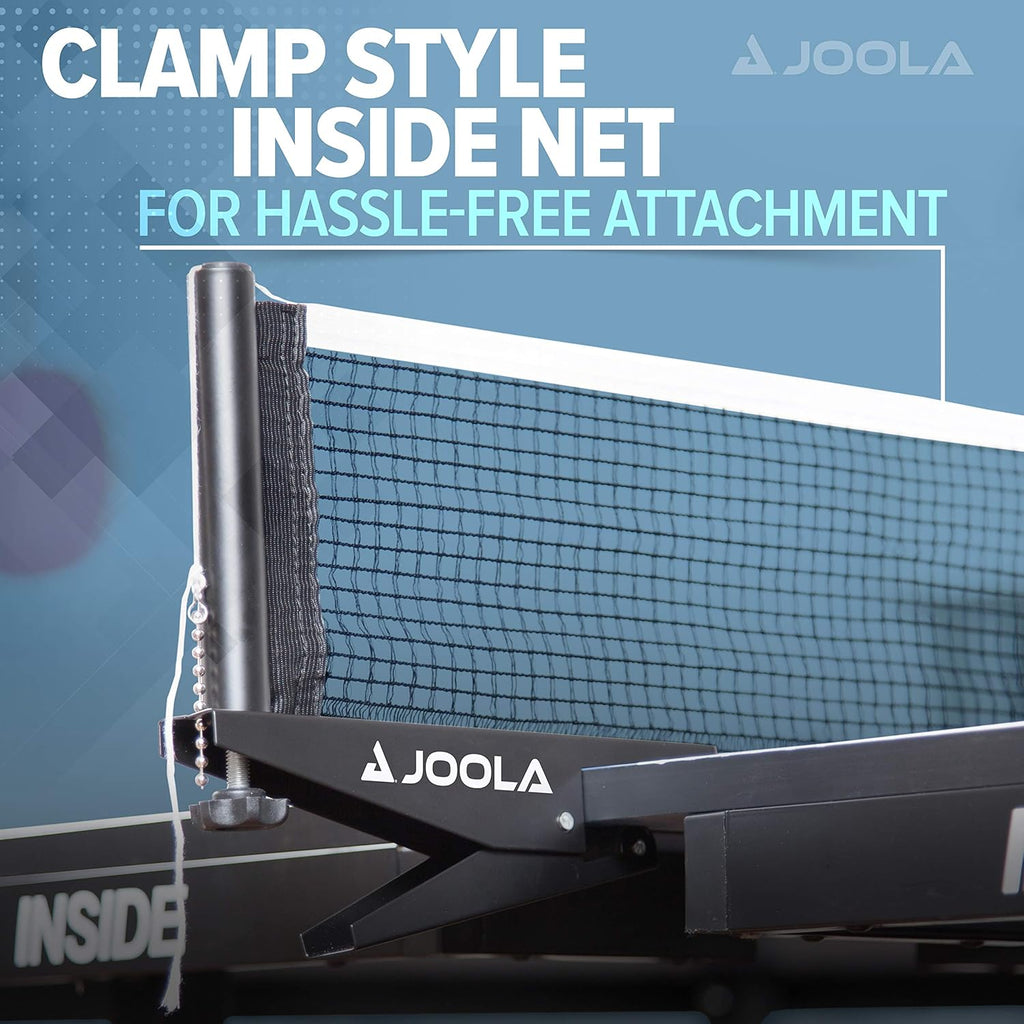 Inside Professional MDF Indoor Ping Pong Table with Quick Clamp Table Tennis Net and Post Set - 10 Minute Easy Assembly - Tournament Quality - Foldable with Single Player Playback Mode