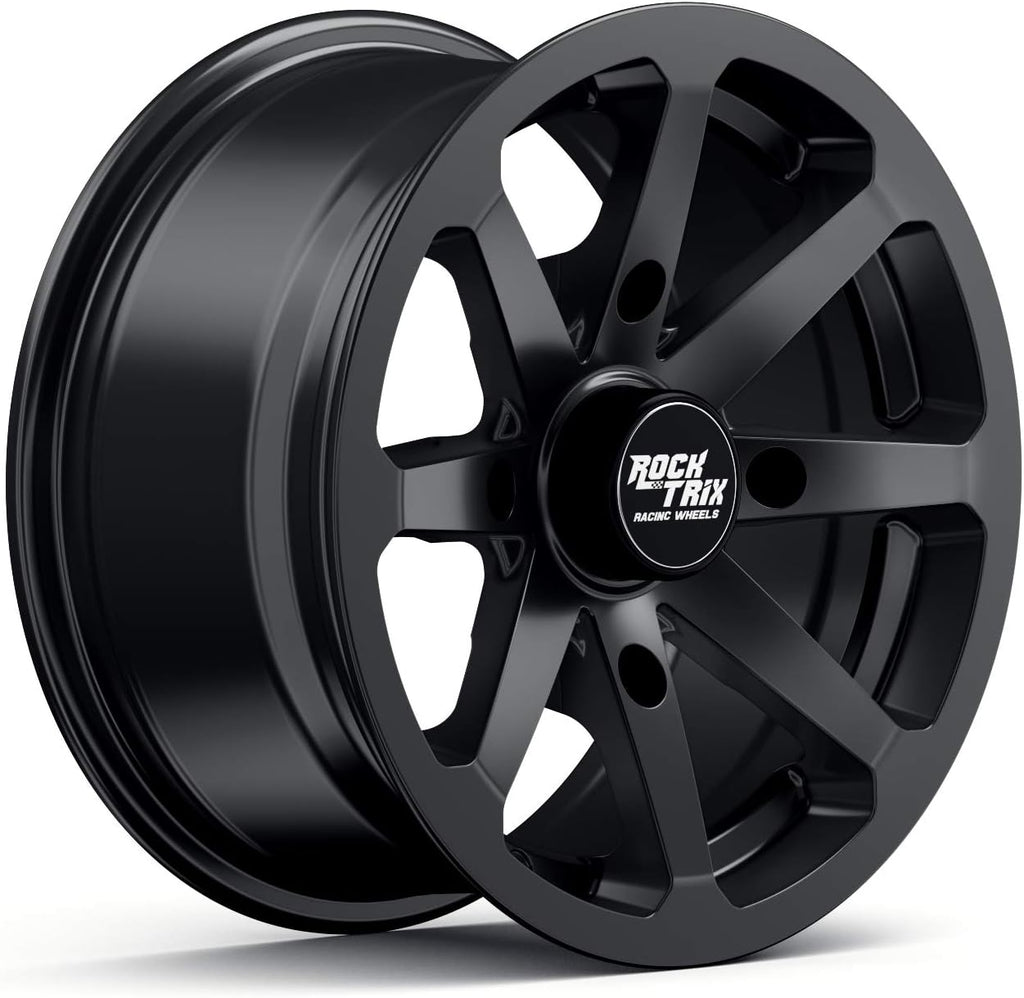 RT102 15in Wheels 15x7 4x137, 4+3 Offset, ATV UTV SxS Rims, Compatible with Can Am Commander Max Defender Max Pro Maverick X3 Maverick Trail, 4/137 Matte Black, Set of 4