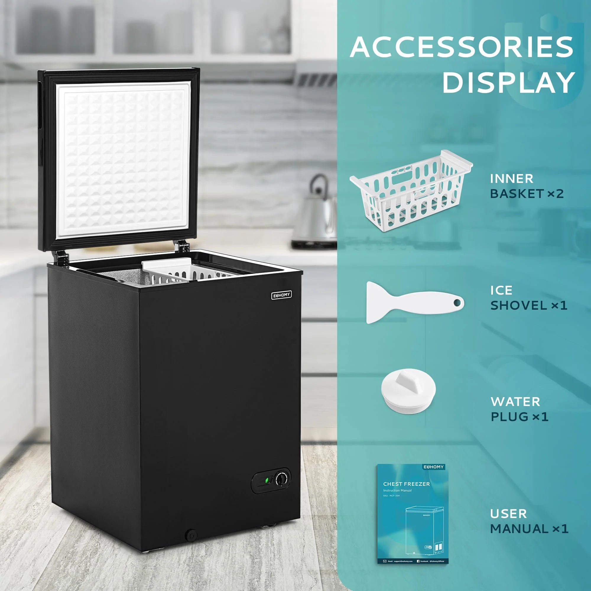 3.5 Cu.Ft Chest Freezer with Removable Basket