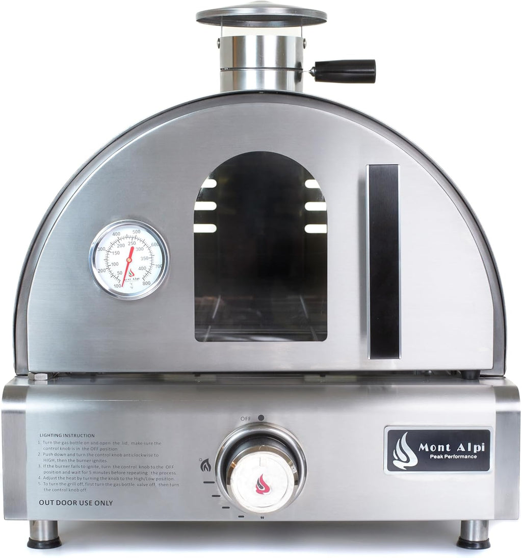 MAPZ-SS 12000 BTU Multi-Fuel Countertop Table Top Stainless Steel Portable Outdoor Cooking Kitchen Backyard Propane Gas Pizza Making Baking Oven Roasting Grill - Pizza Stone Included